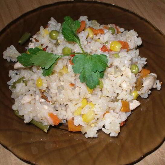 Рецепт ризотто с курицей и замороженными овощами