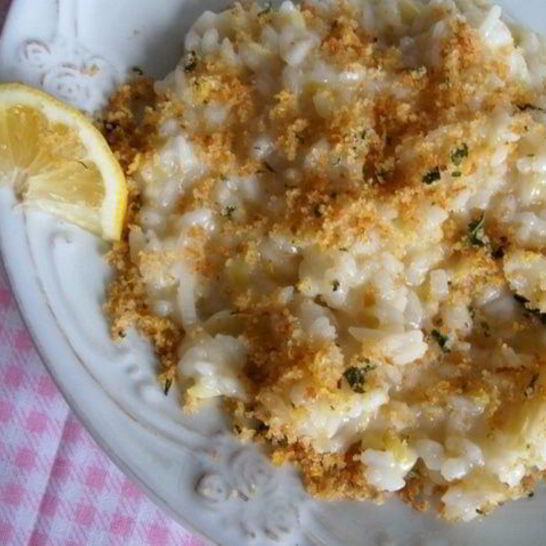 Рецепт ризотто с луком-пореем и лимонной крошкой