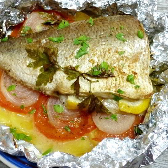 Рецепт рыбы с овощами в духовке