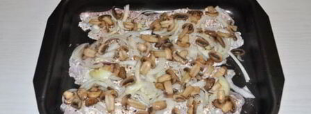 запеченная тилапия с грибами и помидорами. Шаг 5