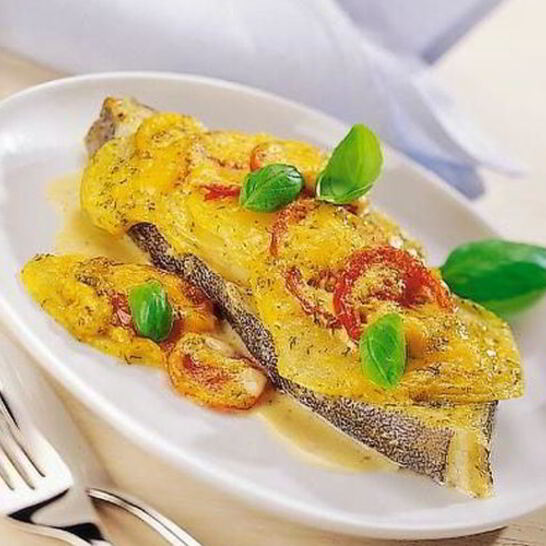 Рецепт запеченного палтуса с кольраби