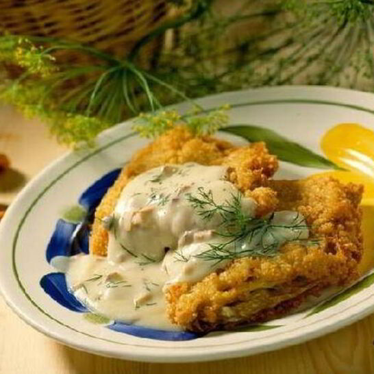 Рецепт капустных шницелей с грибным соусом