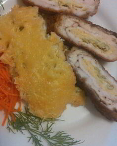 Куриный шницель с рисовой запеканкой