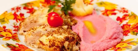 пюре из цветной капусты с оригинальным свиным шницелем. Шаг 7