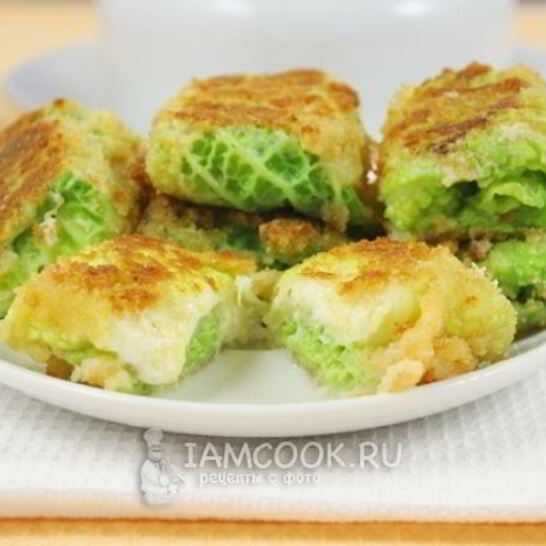 Рецепт шницеля из савойской капусты с сырной начинкой