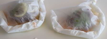 рыбный стейк на подушке из овощей в пергаменте. Шаг 11