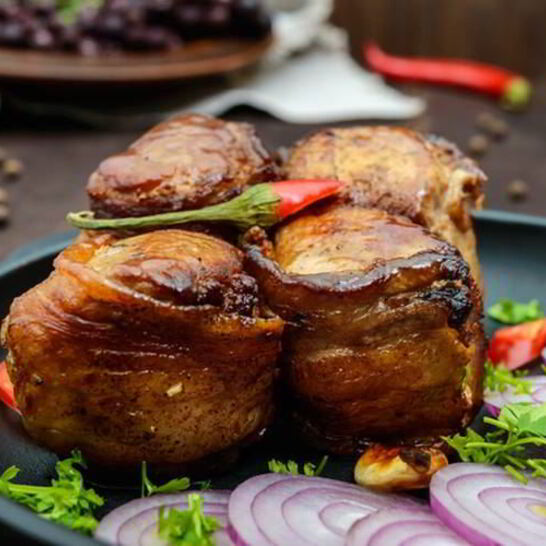 Рецепт жаркого из свинины с тимьяном и беконом