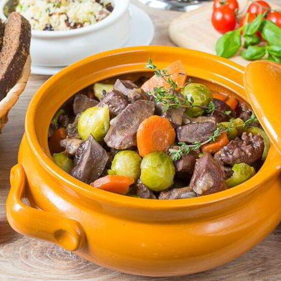 Рецепт жаркого из свиного сердца с брюссельской капустой