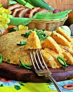 Полента с беконом и овощами