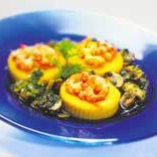 Рецепт поленты с креветками