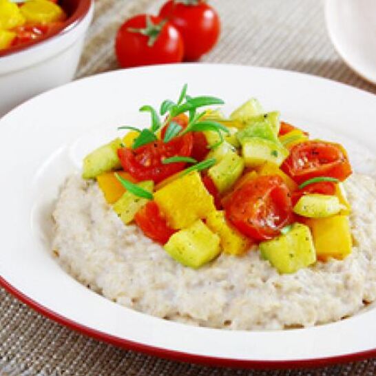 Рецепт овсяной каши с запеченными овощами и розмарином