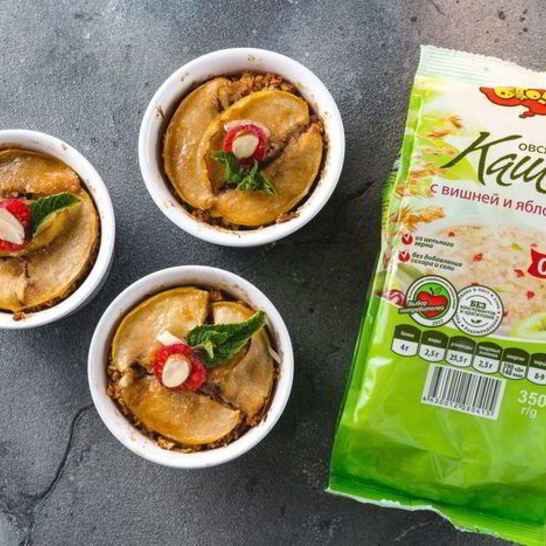 Рецепт запеченной овсяной каши с яблоками и орехами