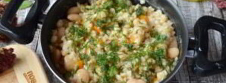 перловая каша с фасолью, тыквой и беконом. Шаг 9