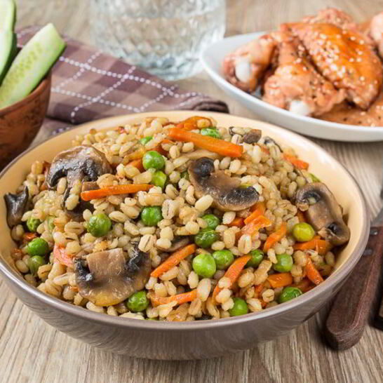 Рецепт перловки с грибами и зеленым горошком