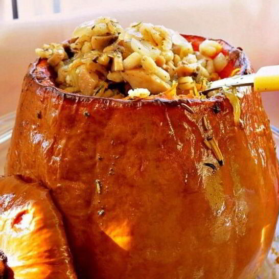 Рецепт перловки с грибами в тыкве