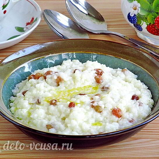 Рецепт рисовой каши на молоке с изюмом
