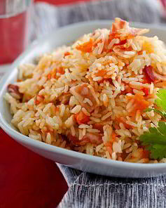 Рисовая каша с тыквой и беконом в мультиварке