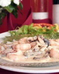 Креветки с текилой в сливках