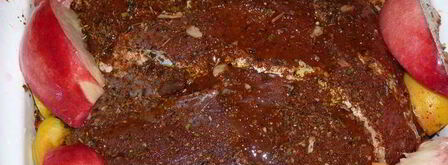 запеченная телятина с вином и персиками. Шаг 4