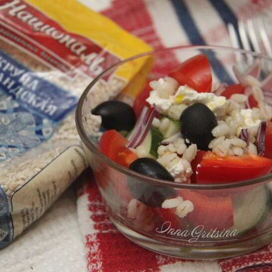 Рецепт греческого салата с перловкой