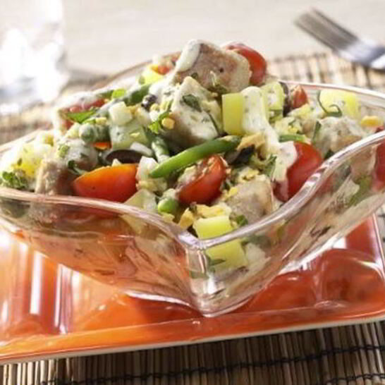 Рецепт картофельно-фасолевого салат с тунцом