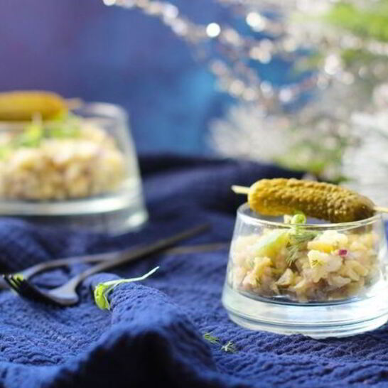 Рецепт картофельного салата с белой рыбой