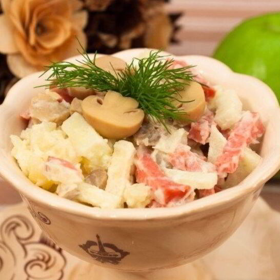 Рецепт салата из картофеля и грибов