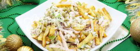 салат с картофелем фри новогодние мотивы. Шаг 10