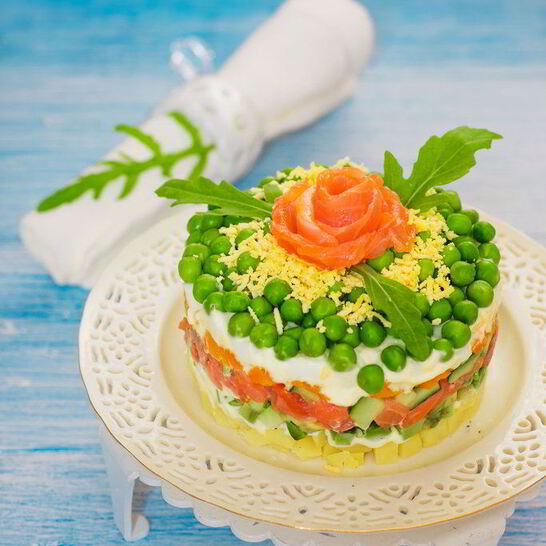 Рецепт оливье с семгой