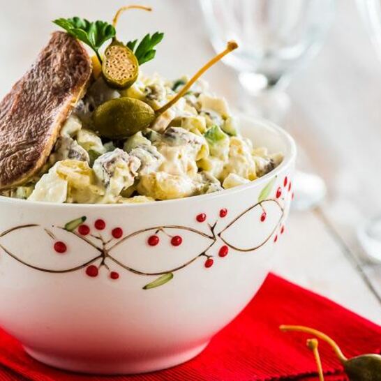 Рецепт оливье с языком