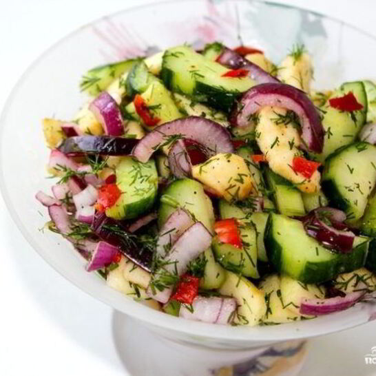 Рецепт салата из яблок и огурцов