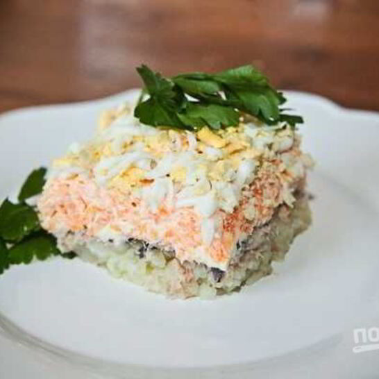 Рецепт мимозы с горбушей