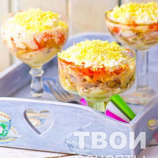 Рецепт салата мимоза из консервов