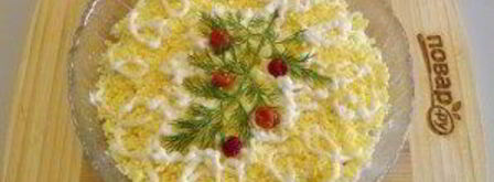 салат мимоза новогодний. Шаг 10