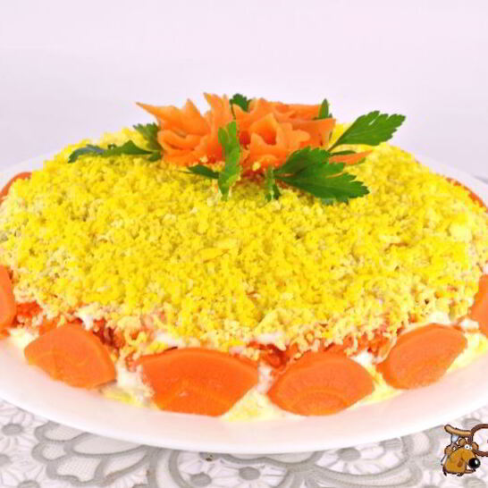 Рецепт салата мимоза с картофелем и твердым сыром