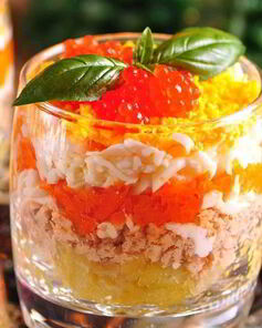 Салат мимоза с красной икрой