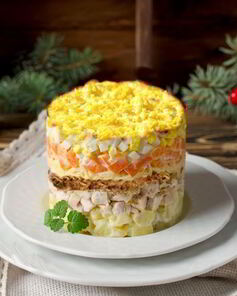 Салат мимоза с курицей