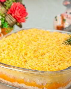 Салат Мимоза с плавленым сыром