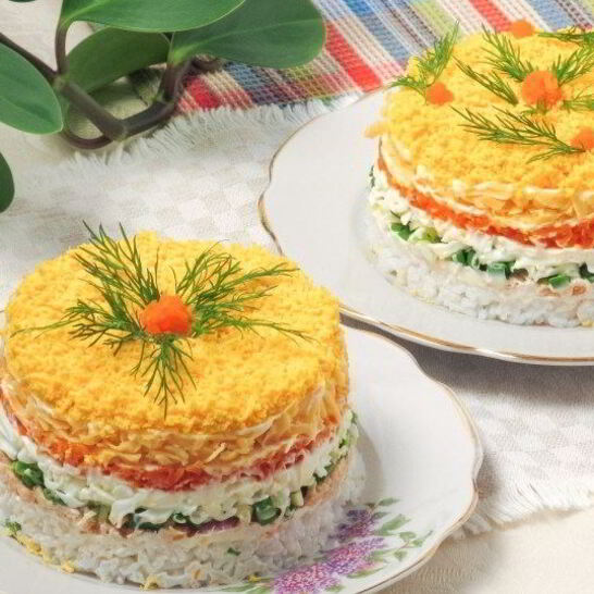 Рецепт салата мимоза с рисом
