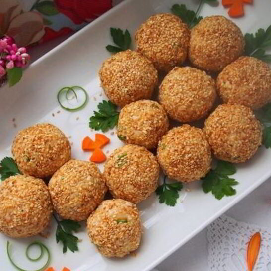 Рецепт салатных шариков мимоза в кунжуте