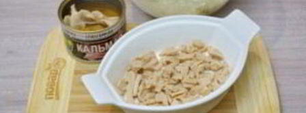 салат кальмары под шубой. Шаг 6