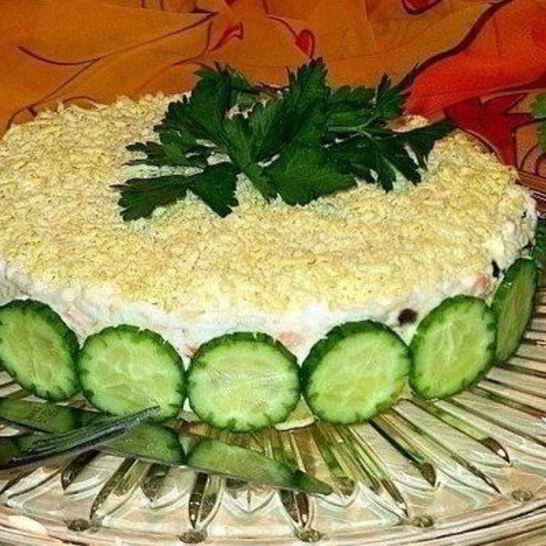 Рецепт салата печень трески под шубой с черносливом