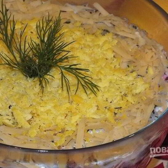 Рецепт салата сельдь под сырной шубой