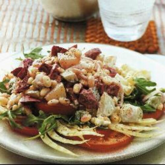 Рецепт праздничного винегрета с фасолью