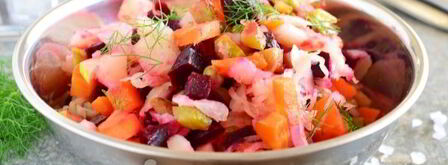 винегрет с квашеной капустой и горошком. Шаг 10