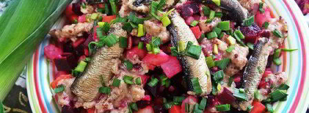 винегрет со шпротами. Шаг 14