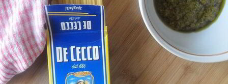 спагетти с ветчиной, моцареллой под соусом песто. Шаг 4