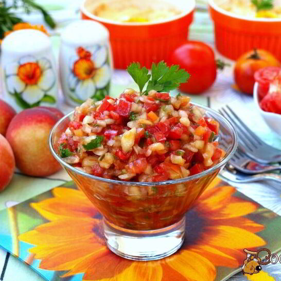 Рецепт овощной сальсы с персиками