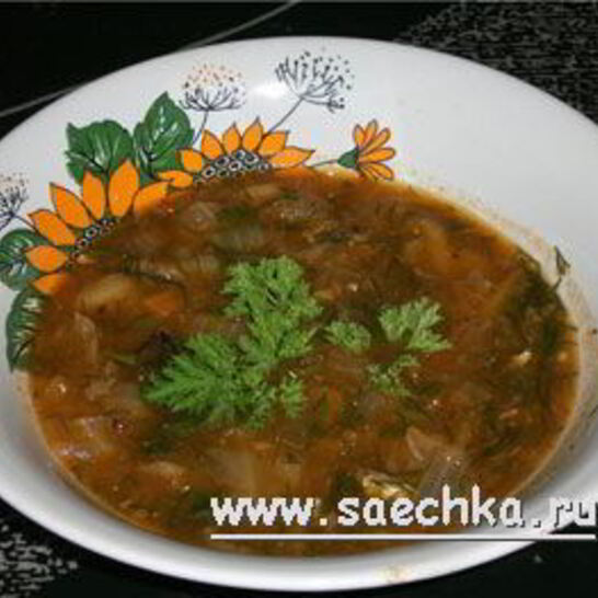 Рецепт борща с фасолью и консервами