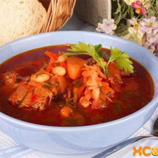 Рецепт борща с красной консервированной фасолью и с мясом